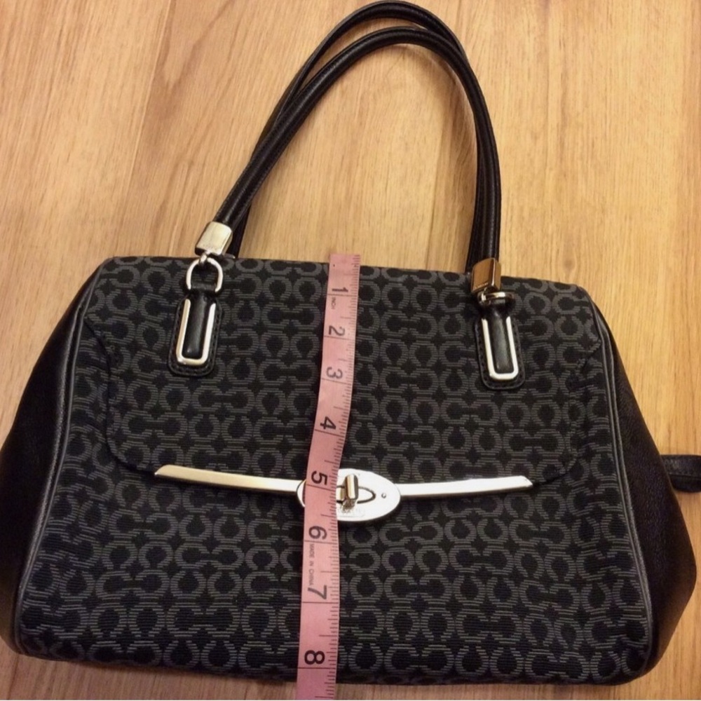 COACH Madison Madeline Black W/Gray Signature Small “C” Canvas East West… - Picture 12 of 13